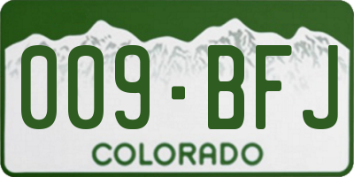 CO license plate 009BFJ