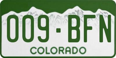 CO license plate 009BFN