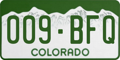CO license plate 009BFQ