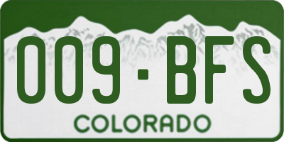 CO license plate 009BFS