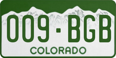 CO license plate 009BGB