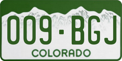 CO license plate 009BGJ