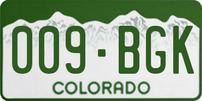 CO license plate 009BGK