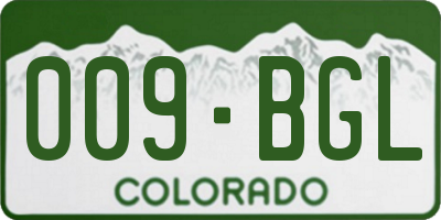 CO license plate 009BGL