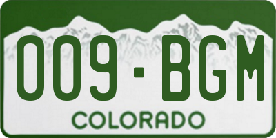 CO license plate 009BGM