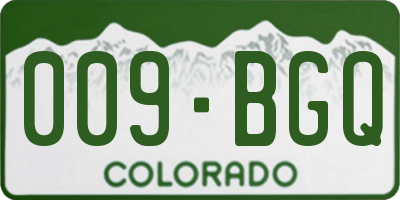 CO license plate 009BGQ