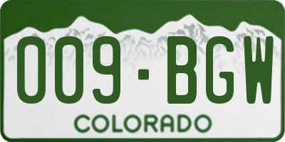 CO license plate 009BGW