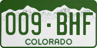 CO license plate 009BHF