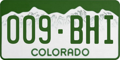 CO license plate 009BHI