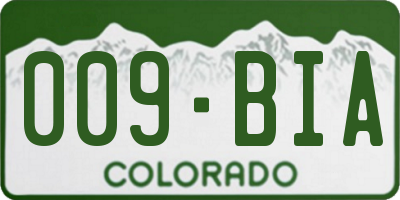 CO license plate 009BIA