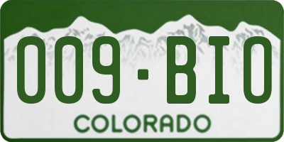 CO license plate 009BIO