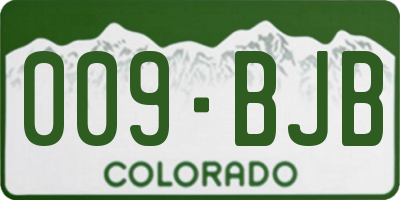 CO license plate 009BJB