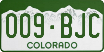 CO license plate 009BJC