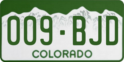 CO license plate 009BJD