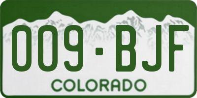 CO license plate 009BJF