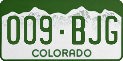 CO license plate 009BJG