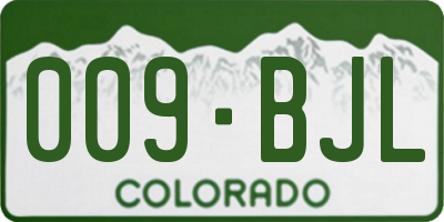 CO license plate 009BJL