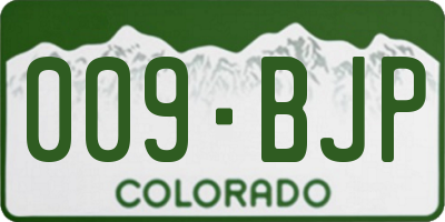 CO license plate 009BJP