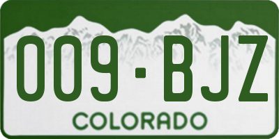 CO license plate 009BJZ