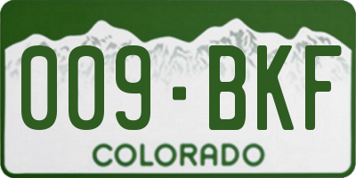 CO license plate 009BKF