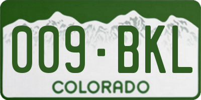 CO license plate 009BKL