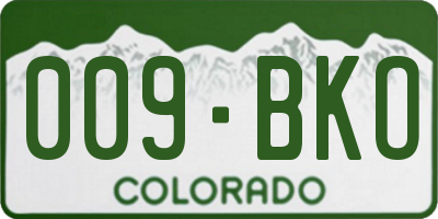 CO license plate 009BKO