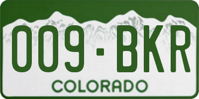 CO license plate 009BKR