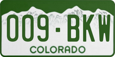 CO license plate 009BKW