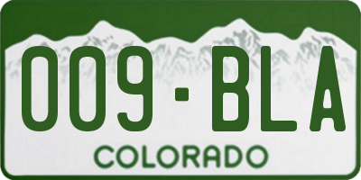 CO license plate 009BLA