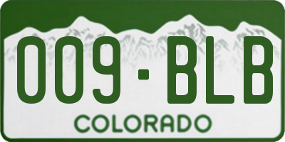 CO license plate 009BLB