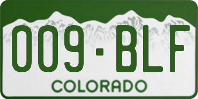 CO license plate 009BLF