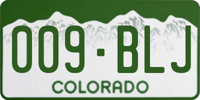 CO license plate 009BLJ