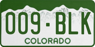 CO license plate 009BLK