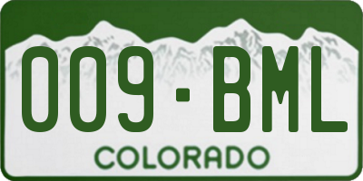 CO license plate 009BML