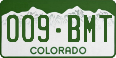 CO license plate 009BMT