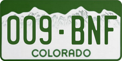 CO license plate 009BNF