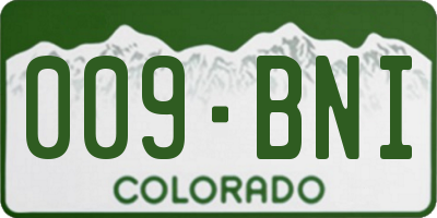 CO license plate 009BNI