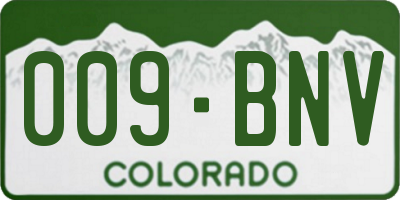 CO license plate 009BNV