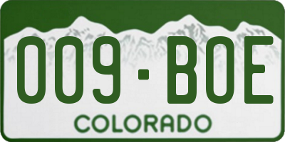 CO license plate 009BOE
