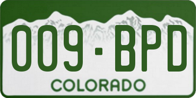 CO license plate 009BPD