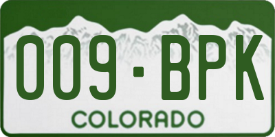 CO license plate 009BPK