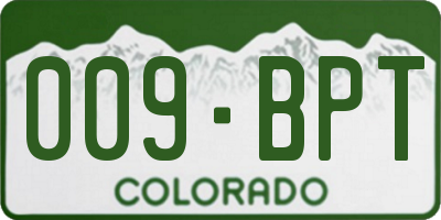 CO license plate 009BPT