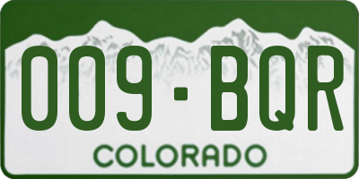 CO license plate 009BQR