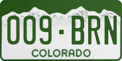 CO license plate 009BRN