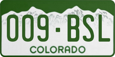 CO license plate 009BSL
