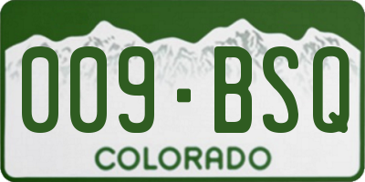 CO license plate 009BSQ