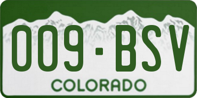 CO license plate 009BSV