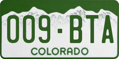 CO license plate 009BTA