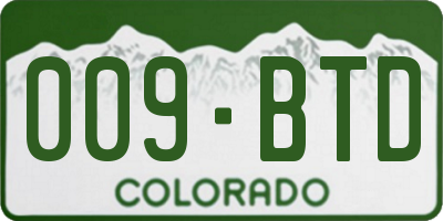CO license plate 009BTD