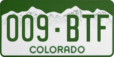 CO license plate 009BTF
